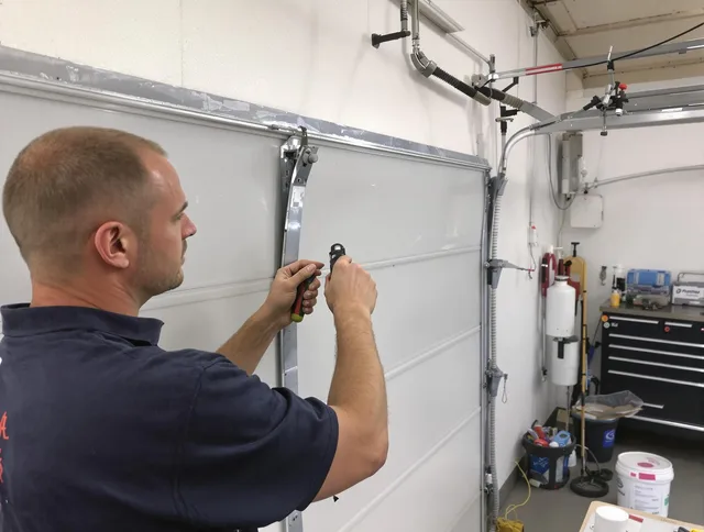 Before and after garage door dent repair by Medina Garage Door Repair in Medina
