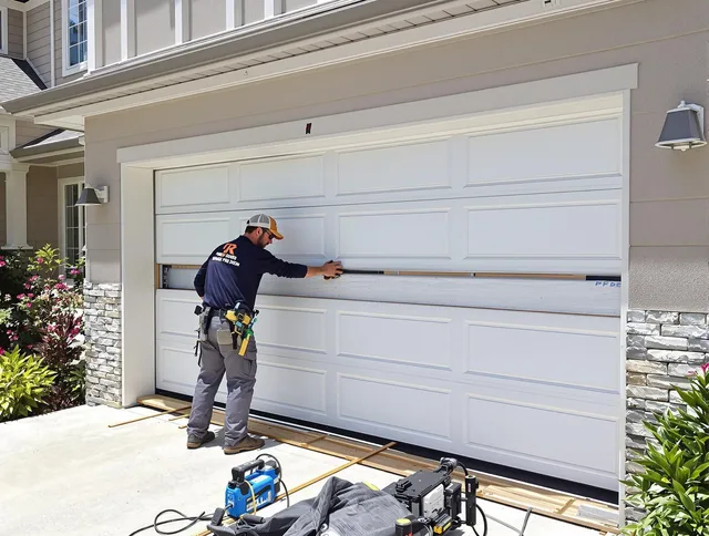 Medina Garage Door Repair team performing complete garage door replacement at Medina residence