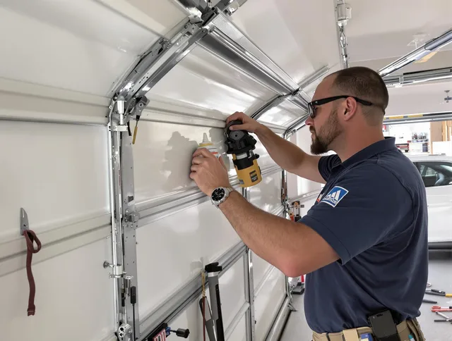 Medina Garage Door Repair technician quieting a noisy garage door in Medina