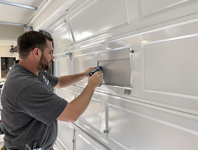 Garage door panel repair by Medina Garage Door Repair in Medina